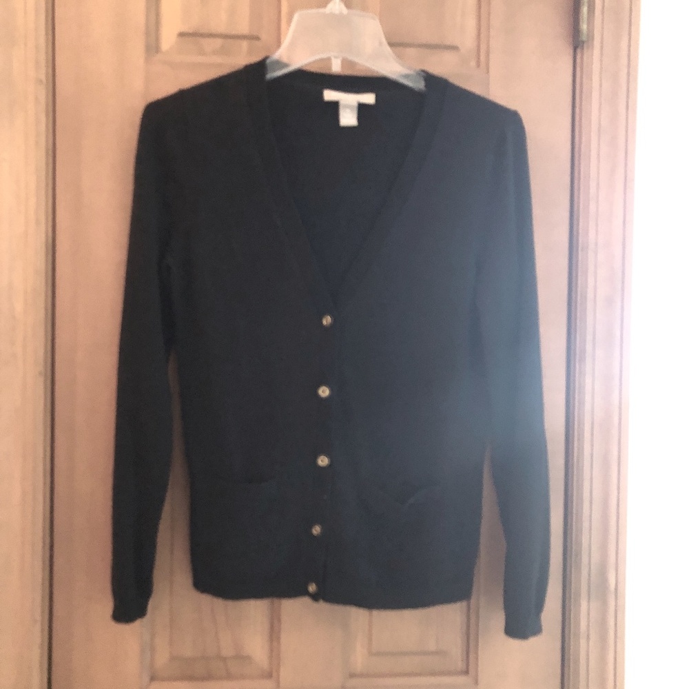 Dark Navy cotton/rayon V-neck Cardigan Medium
